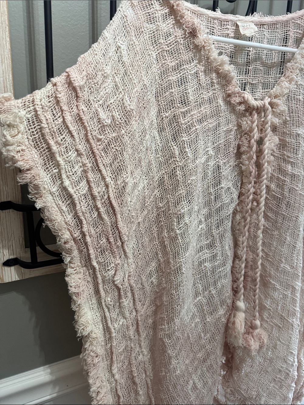 Surf Gypsy Blush Pink Open-Weave cover up M bohemian swim summer cotton - Picture 3 of 11